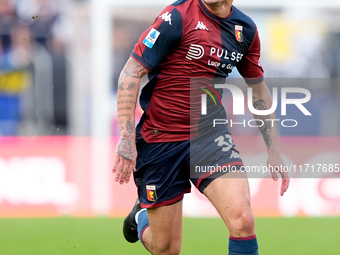 Alan Matturro of Genoa CFC during the Serie A Enilive match between SS Lazio and Genoa CF at Stadio Olimpico on October 27, 2024 in Rome, It...