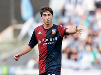 Fabio Miretti of Genoa CFC gestures during the Serie A Enilive match between SS Lazio and Genoa CF at Stadio Olimpico on October 27, 2024 in...