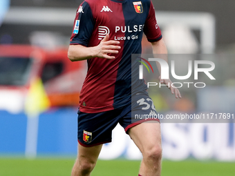 Morten Frendrup of Genoa CFC during the Serie A Enilive match between SS Lazio and Genoa CF at Stadio Olimpico on October 27, 2024 in Rome,...