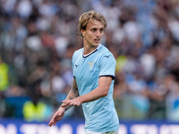 Nicolo' Rovella of SS Lazio looks on during the Serie A Enilive match between SS Lazio and Genoa CF at Stadio Olimpico on October 27, 2024 i...