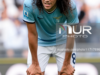 Matteo Guendouzi of SS Lazio looks on during the Serie A Enilive match between SS Lazio and Genoa CF at Stadio Olimpico on October 27, 2024...