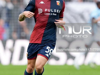 Alessandro Zanoli of Genoa CFC during the Serie A Enilive match between SS Lazio and Genoa CF at Stadio Olimpico on October 27, 2024 in Rome...