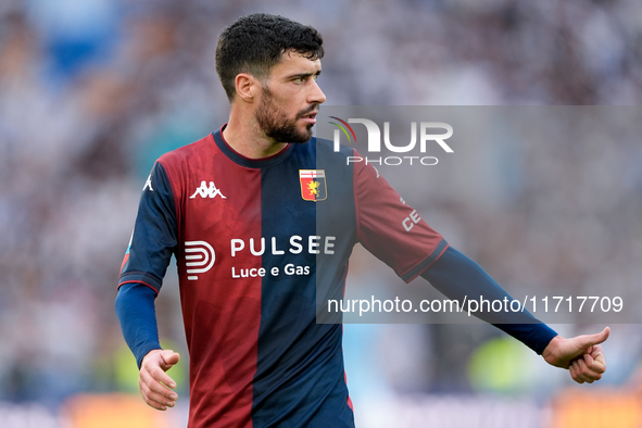 Stefano Sabelli of Genoa CFC gestures during the Serie A Enilive match between SS Lazio and Genoa CF at Stadio Olimpico on October 27, 2024...