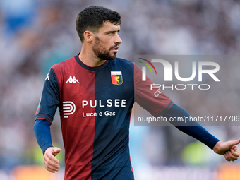 Stefano Sabelli of Genoa CFC gestures during the Serie A Enilive match between SS Lazio and Genoa CF at Stadio Olimpico on October 27, 2024...