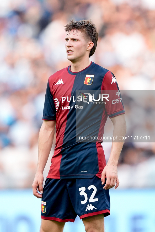 Morten Frendrup of Genoa CFC looks on during the Serie A Enilive match between SS Lazio and Genoa CF at Stadio Olimpico on October 27, 2024...