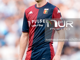 Morten Frendrup of Genoa CFC looks on during the Serie A Enilive match between SS Lazio and Genoa CF at Stadio Olimpico on October 27, 2024...