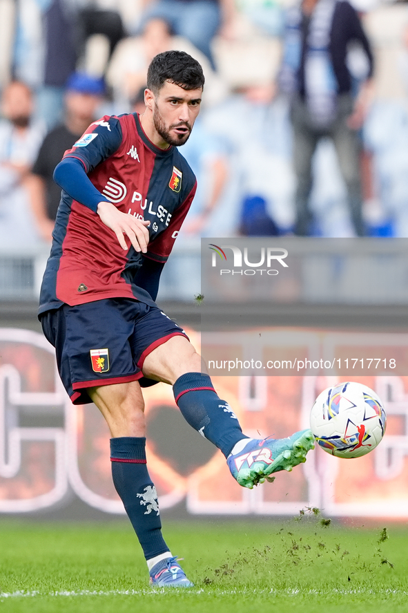 Aaron Martin of Genoa CFC during the Serie A Enilive match between SS Lazio and Genoa CF at Stadio Olimpico on October 27, 2024 in Rome, Ita...