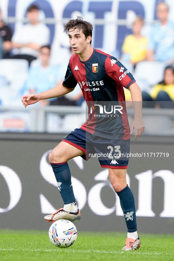 Fabio Miretti of Genoa CFC during the Serie A Enilive match between SS Lazio and Genoa CF at Stadio Olimpico on October 27, 2024 in Rome, It...