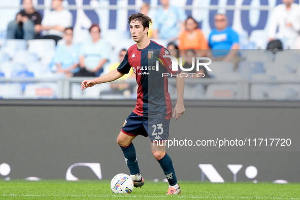 Fabio Miretti of Genoa CFC during the Serie A Enilive match between SS Lazio and Genoa CF at Stadio Olimpico on October 27, 2024 in Rome, It...