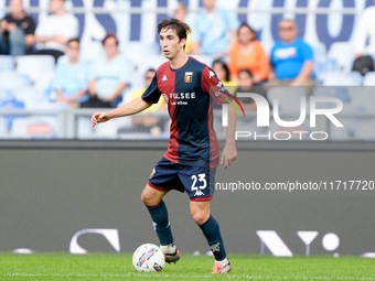 Fabio Miretti of Genoa CFC during the Serie A Enilive match between SS Lazio and Genoa CF at Stadio Olimpico on October 27, 2024 in Rome, It...