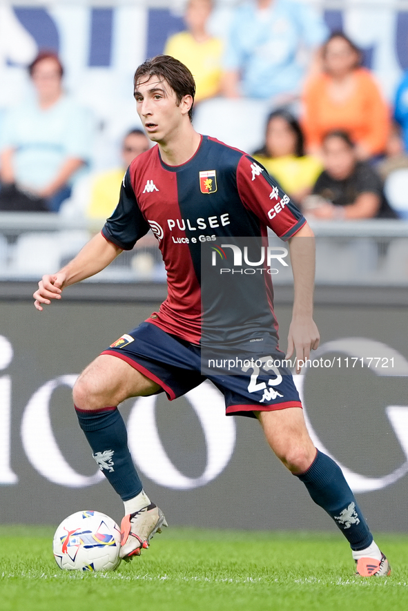 Fabio Miretti of Genoa CFC during the Serie A Enilive match between SS Lazio and Genoa CF at Stadio Olimpico on October 27, 2024 in Rome, It...