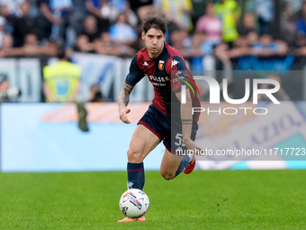 Alessandro Zanoli of Genoa CFC during the Serie A Enilive match between SS Lazio and Genoa CF at Stadio Olimpico on October 27, 2024 in Rome...