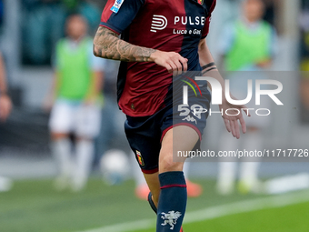 Alessandro Zanoli of Genoa CFC during the Serie A Enilive match between SS Lazio and Genoa CF at Stadio Olimpico on October 27, 2024 in Rome...