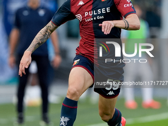 Alessandro Zanoli of Genoa CFC during the Serie A Enilive match between SS Lazio and Genoa CF at Stadio Olimpico on October 27, 2024 in Rome...