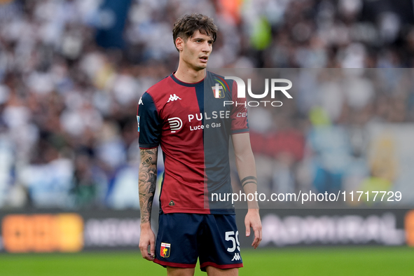 Alessandro Zanoli of Genoa CFC looks on during the Serie A Enilive match between SS Lazio and Genoa CF at Stadio Olimpico on October 27, 202...