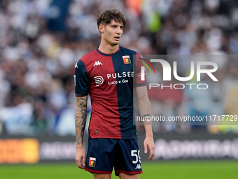 Alessandro Zanoli of Genoa CFC looks on during the Serie A Enilive match between SS Lazio and Genoa CF at Stadio Olimpico on October 27, 202...