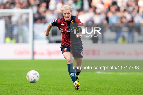 Morten Thorsby of Genoa CFC during the Serie A Enilive match between SS Lazio and Genoa CF at Stadio Olimpico on October 27, 2024 in Rome, I...