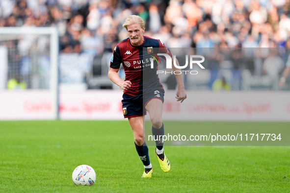 Morten Thorsby of Genoa CFC during the Serie A Enilive match between SS Lazio and Genoa CF at Stadio Olimpico on October 27, 2024 in Rome, I...