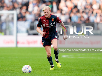 Morten Thorsby of Genoa CFC during the Serie A Enilive match between SS Lazio and Genoa CF at Stadio Olimpico on October 27, 2024 in Rome, I...