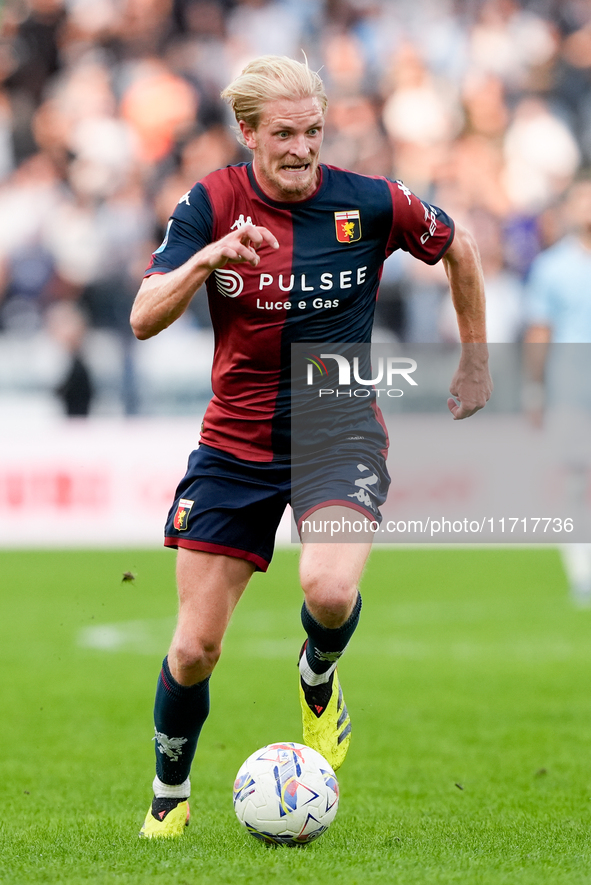 Morten Thorsby of Genoa CFC during the Serie A Enilive match between SS Lazio and Genoa CF at Stadio Olimpico on October 27, 2024 in Rome, I...