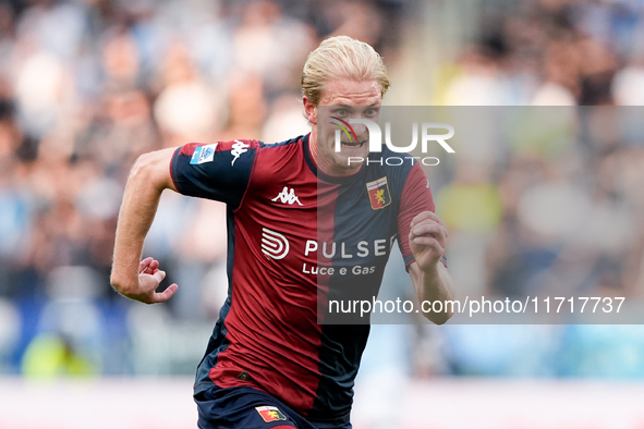 Morten Thorsby of Genoa CFC during the Serie A Enilive match between SS Lazio and Genoa CF at Stadio Olimpico on October 27, 2024 in Rome, I...