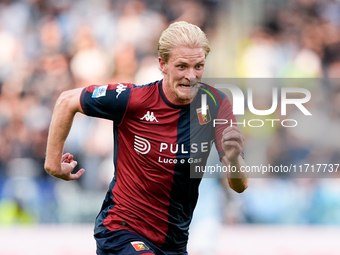 Morten Thorsby of Genoa CFC during the Serie A Enilive match between SS Lazio and Genoa CF at Stadio Olimpico on October 27, 2024 in Rome, I...