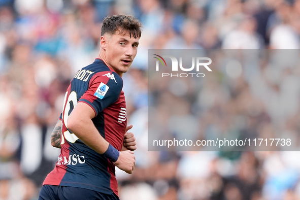 Andrea Pinamonti of Genoa CFC looks on during the Serie A Enilive match between SS Lazio and Genoa CF at Stadio Olimpico on October 27, 2024...