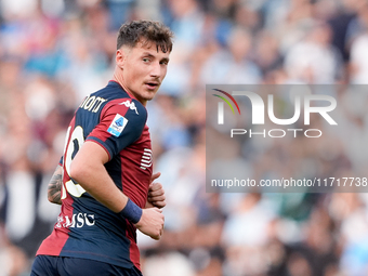 Andrea Pinamonti of Genoa CFC looks on during the Serie A Enilive match between SS Lazio and Genoa CF at Stadio Olimpico on October 27, 2024...