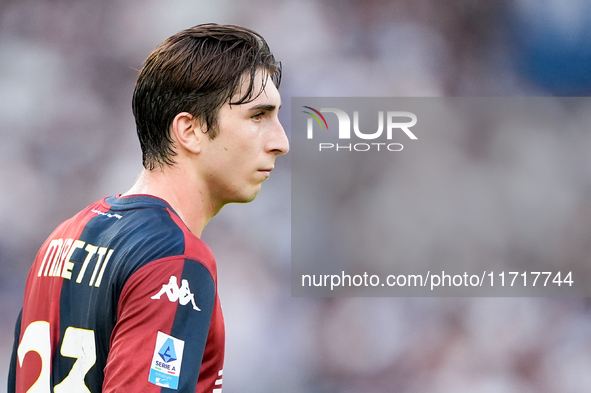 Fabio Miretti of Genoa CFC looks on during the Serie A Enilive match between SS Lazio and Genoa CF at Stadio Olimpico on October 27, 2024 in...