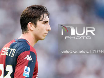 Fabio Miretti of Genoa CFC looks on during the Serie A Enilive match between SS Lazio and Genoa CF at Stadio Olimpico on October 27, 2024 in...