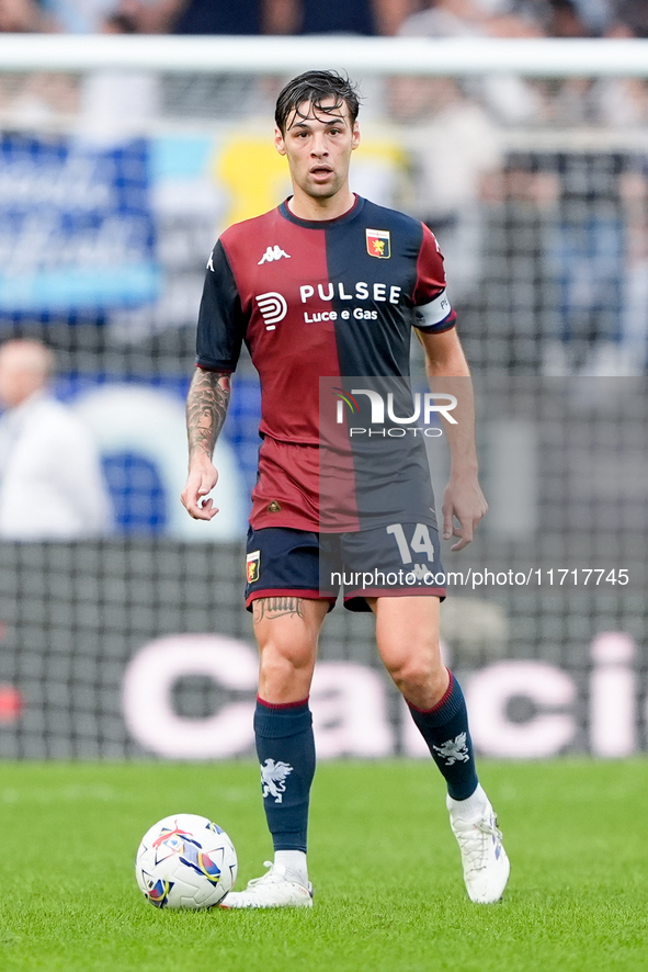 Alessandro Vogliacco of Genoa CFC during the Serie A Enilive match between SS Lazio and Genoa CF at Stadio Olimpico on October 27, 2024 in R...