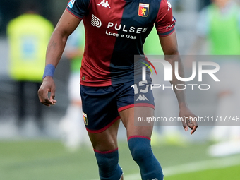 Brooke Norton-Cuffy of Genoa CFC during the Serie A Enilive match between SS Lazio and Genoa CF at Stadio Olimpico on October 27, 2024 in Ro...