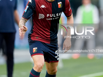 Alessandro Zanoli of Genoa CFC during the Serie A Enilive match between SS Lazio and Genoa CF at Stadio Olimpico on October 27, 2024 in Rome...