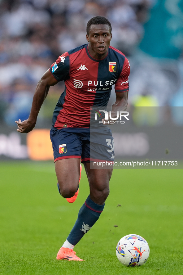 David Ankeye of Genoa CFC during the Serie A Enilive match between SS Lazio and Genoa CF at Stadio Olimpico on October 27, 2024 in Rome, Ita...