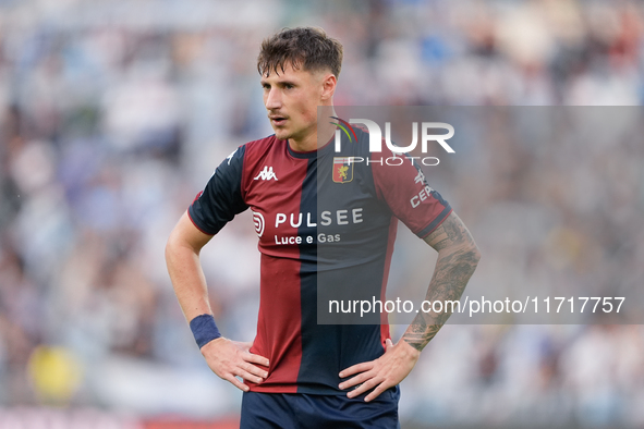 Andrea Pinamonti of Genoa CFC looks on during the Serie A Enilive match between SS Lazio and Genoa CF at Stadio Olimpico on October 27, 2024...