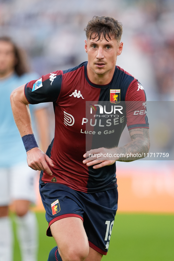 Andrea Pinamonti of Genoa CFC looks on during the Serie A Enilive match between SS Lazio and Genoa CF at Stadio Olimpico on October 27, 2024...