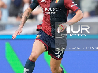 Alan Matturro of Genoa CFC during the Serie A Enilive match between SS Lazio and Genoa CF at Stadio Olimpico on October 27, 2024 in Rome, It...