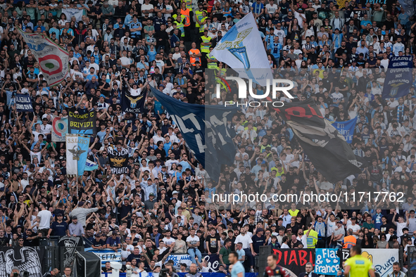 Lazio supporters during the Serie A Enilive match between SS Lazio and Genoa CF at Stadio Olimpico on October 27, 2024 in Rome, Italy. 