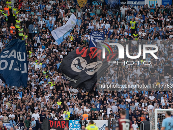 Lazio supporters during the Serie A Enilive match between SS Lazio and Genoa CF at Stadio Olimpico on October 27, 2024 in Rome, Italy. (