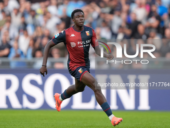 Jeff Ekhator of Genoa CFC during the Serie A Enilive match between SS Lazio and Genoa CF at Stadio Olimpico on October 27, 2024 in Rome, Ita...