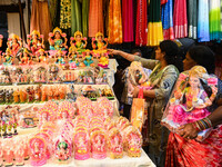 People Buy Hindu Goddess Lakshmi Idols And Other Dolls For Worship During The Upcoming Hindu Festival Diwali, The Hindu Festival Of Lights O...