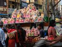 People Buy Hindu Goddess Lakshmi Idols And Other Dolls For Worship During The Upcoming Hindu Festival Diwali, The Hindu Festival Of Lights O...