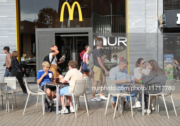 A McDonald's branch is in the center of Barcelona, Spain, close to the Sagrada Familia temple, on October 25, 2024. 