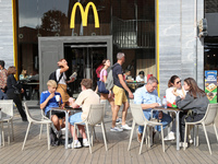 A McDonald's branch is in the center of Barcelona, Spain, close to the Sagrada Familia temple, on October 25, 2024. (