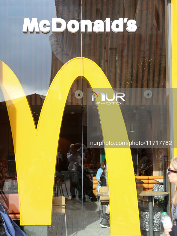 A McDonald's branch is in the center of Barcelona, Spain, close to the Sagrada Familia temple, on October 25, 2024. 