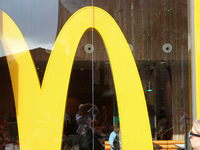 A McDonald's branch is in the center of Barcelona, Spain, close to the Sagrada Familia temple, on October 25, 2024. (