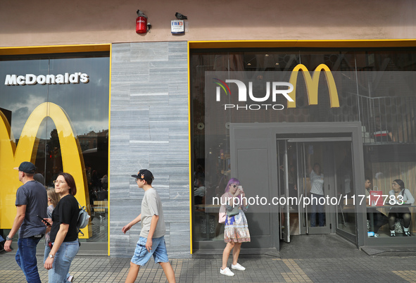 A McDonald's branch is in the center of Barcelona, Spain, close to the Sagrada Familia temple, on October 25, 2024. 