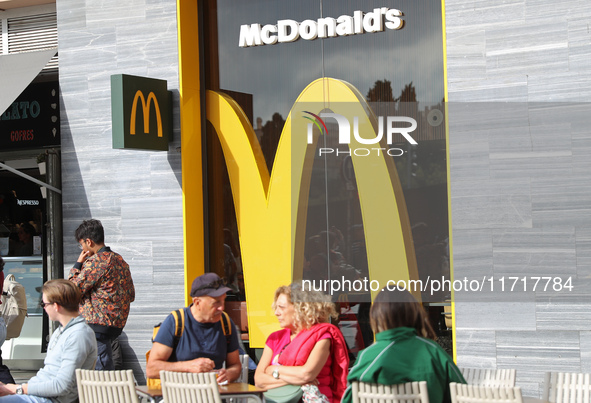 A McDonald's branch is in the center of Barcelona, Spain, close to the Sagrada Familia temple, on October 25, 2024. 