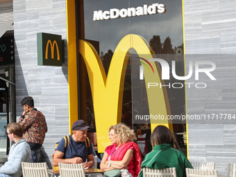 A McDonald's branch is in the center of Barcelona, Spain, close to the Sagrada Familia temple, on October 25, 2024. (