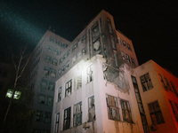 The destroyed part of the building  , on October 28, 2024, In The Center Of Kharkiv, Ukraine.(